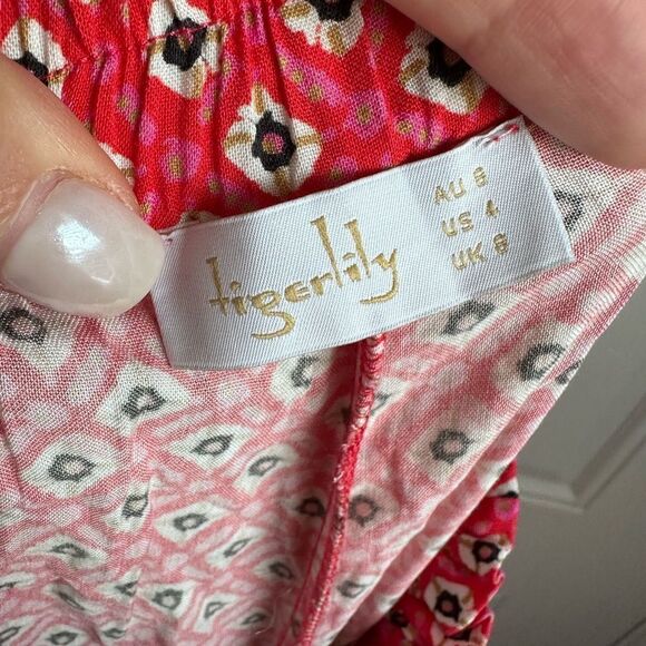 Tigerlily size 4 small s Belize Shani Wide Leg Pant - Belize Berry 100% viscose - Picture 7 of 8